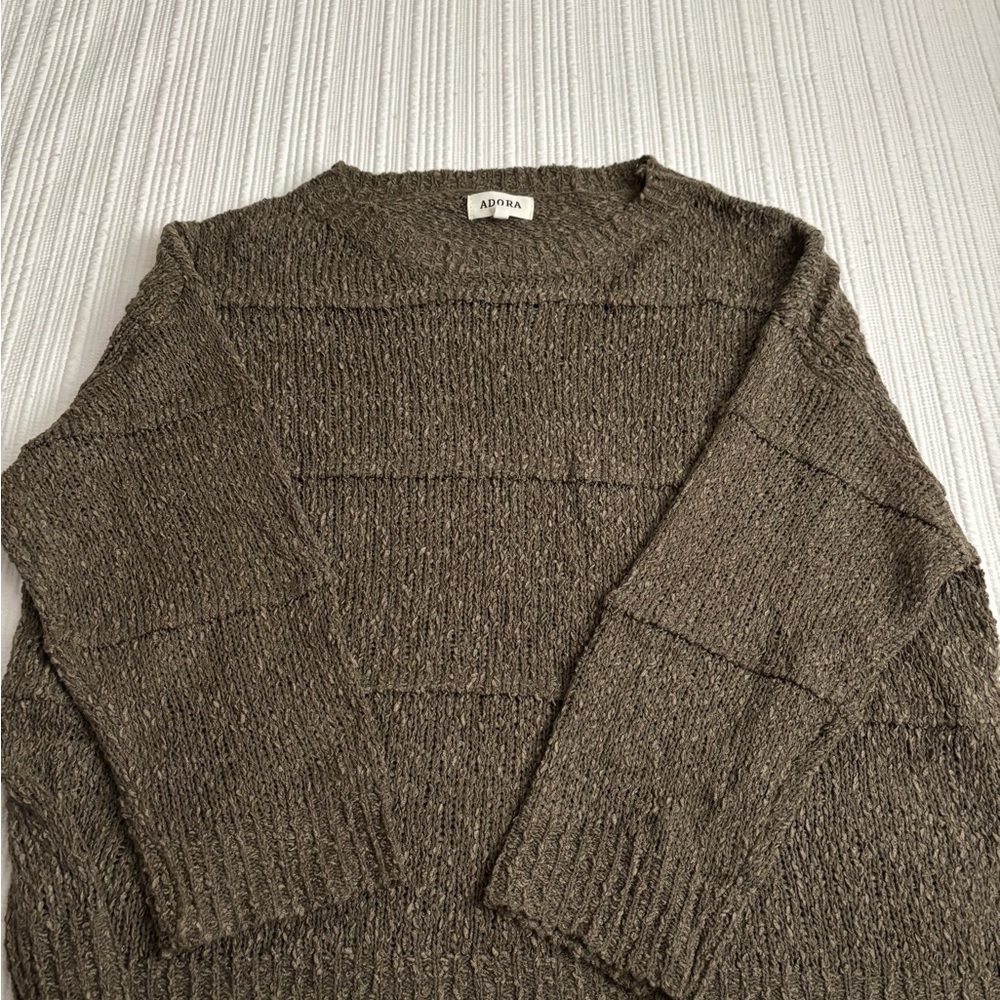 ADORA Textured Brown Crewneck Sweater